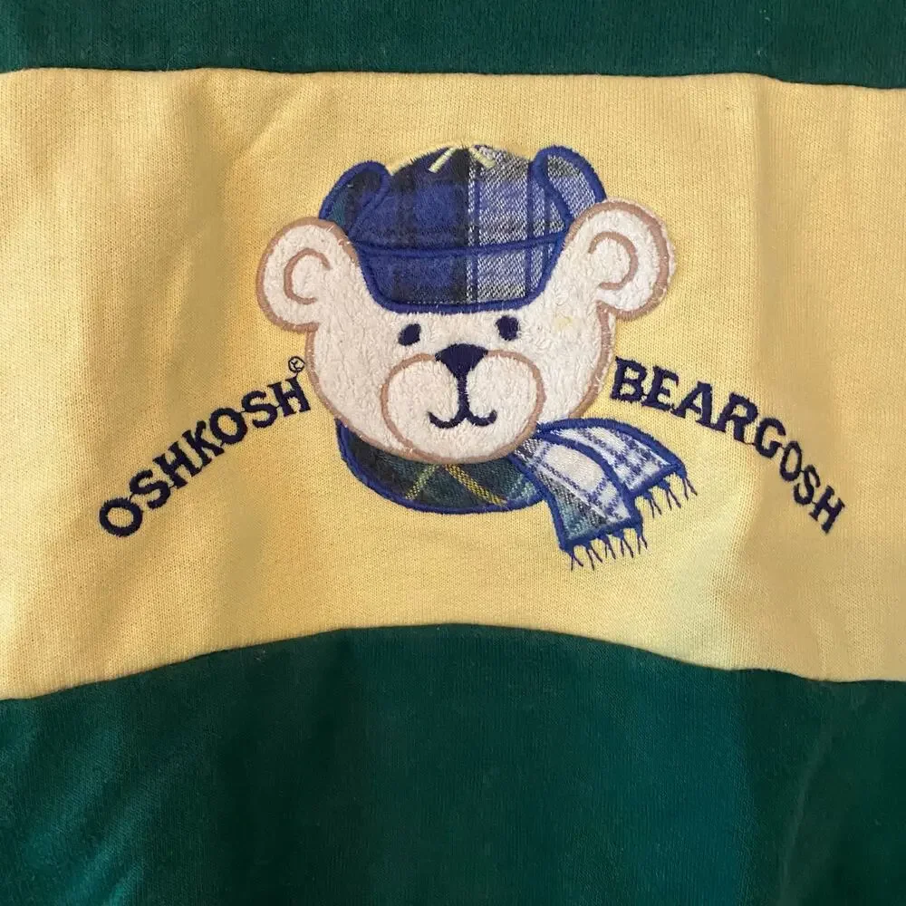 OshKosh Vintage 90s Green Yellow BearGosh Crewneck Sweatshirt Boys' 12 Month